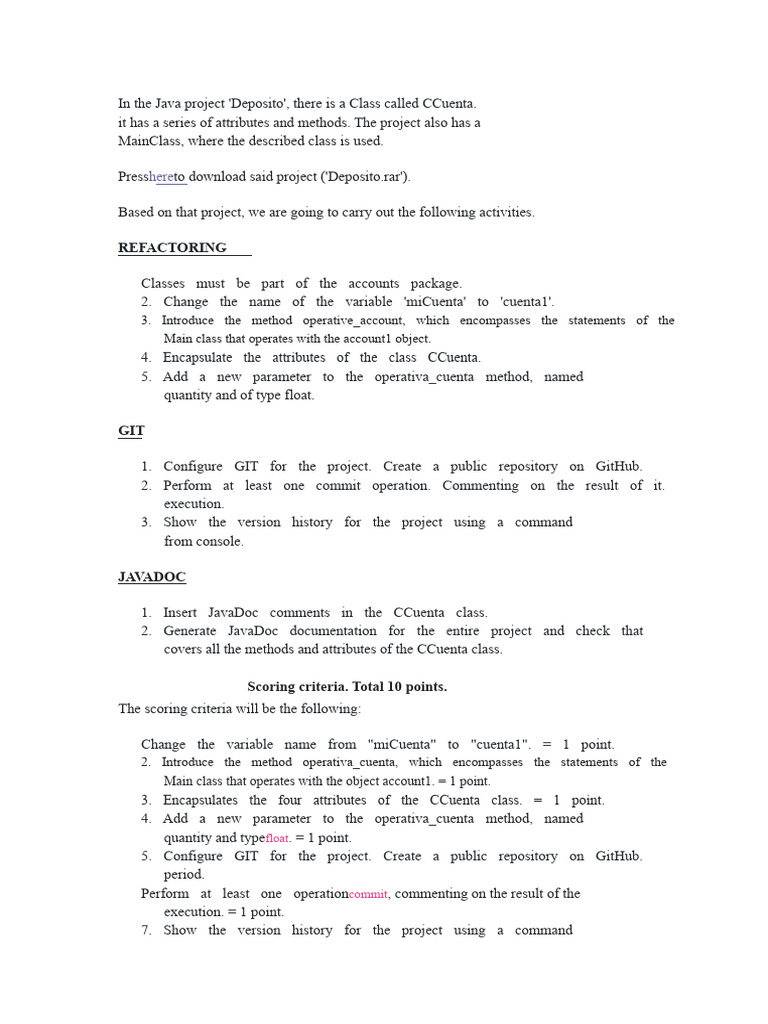 Java Project Refactoring and Git Setup | PDF | Software | Software ...