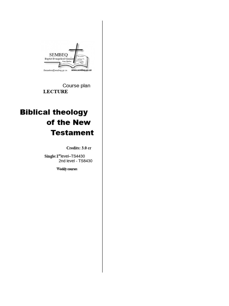 New Testament Biblical Theology Course | PDF | New Testament | Acts Of ...