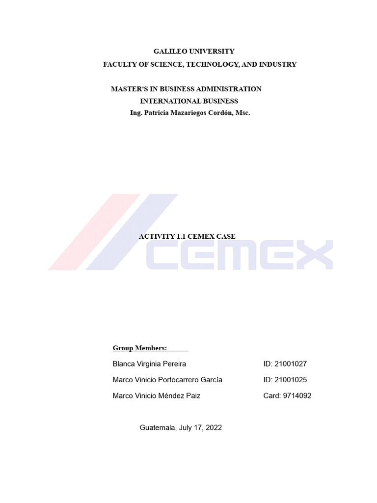 Activity 1.1 CEMEX Case | PDF | Economies