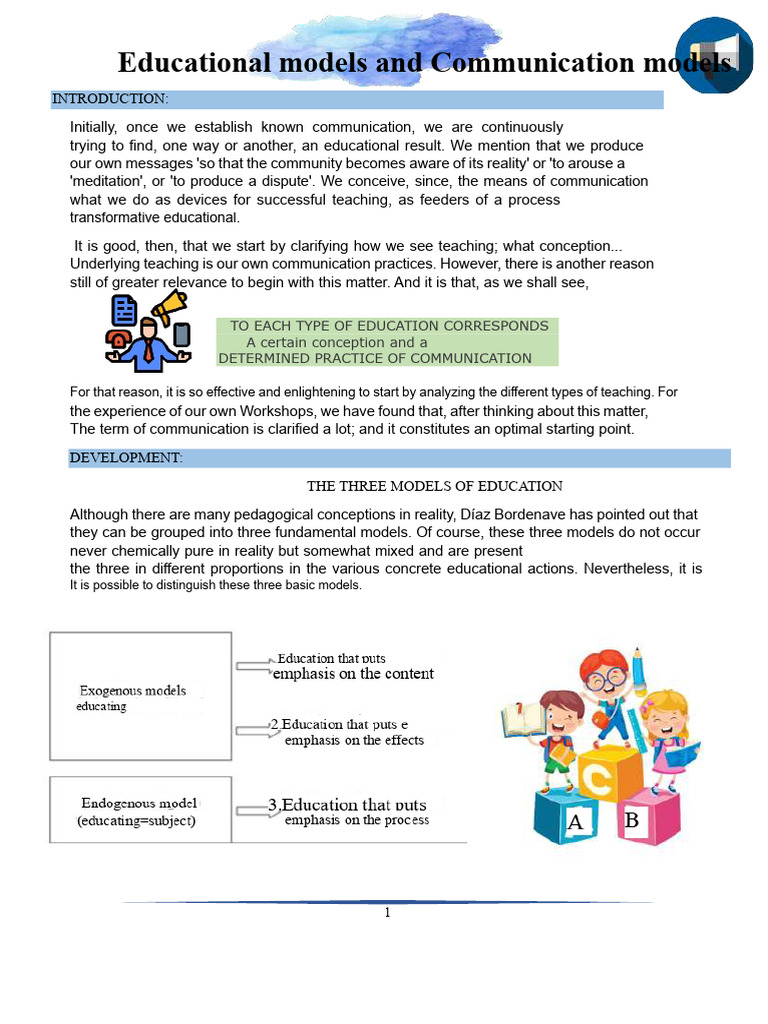 Educational and Communication Models Explained | PDF | Communication ...
