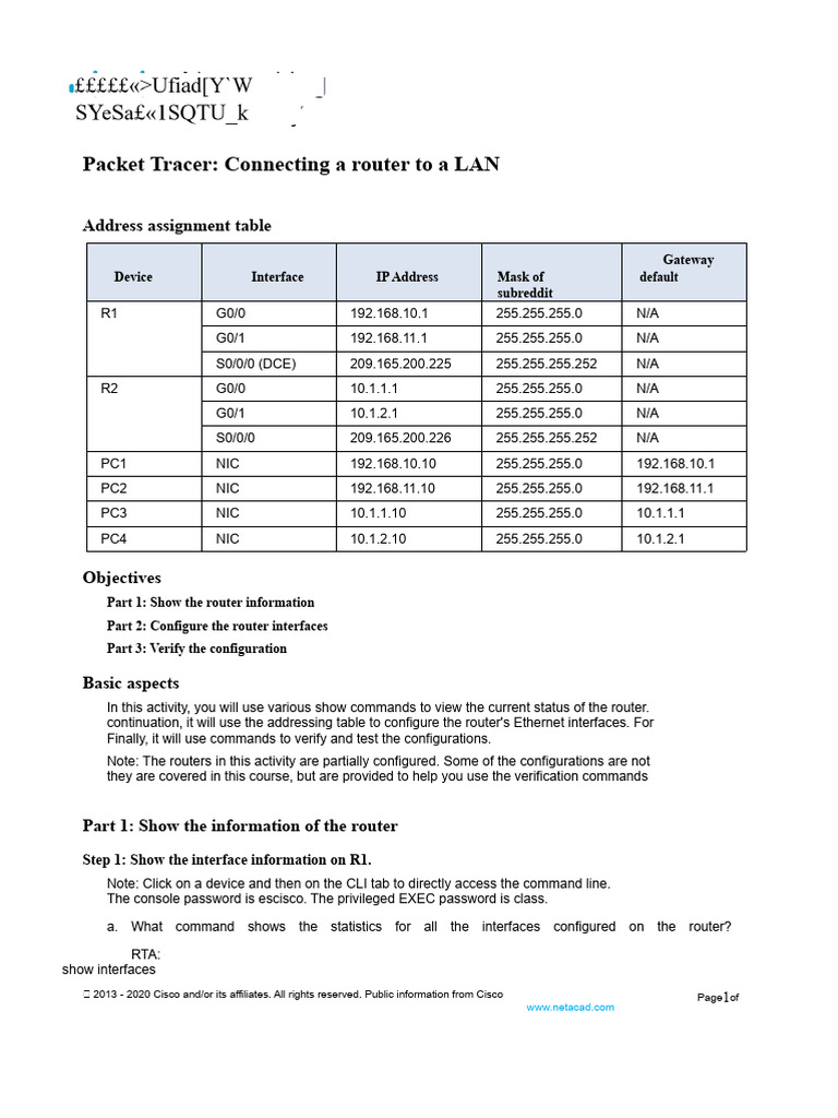Connect Router to LAN in Packet Tracer | PDF | Router (Computing ...