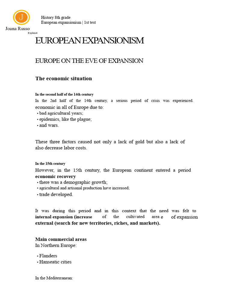 European Expansionism in the 15th Century | PDF | Age Of Discovery ...