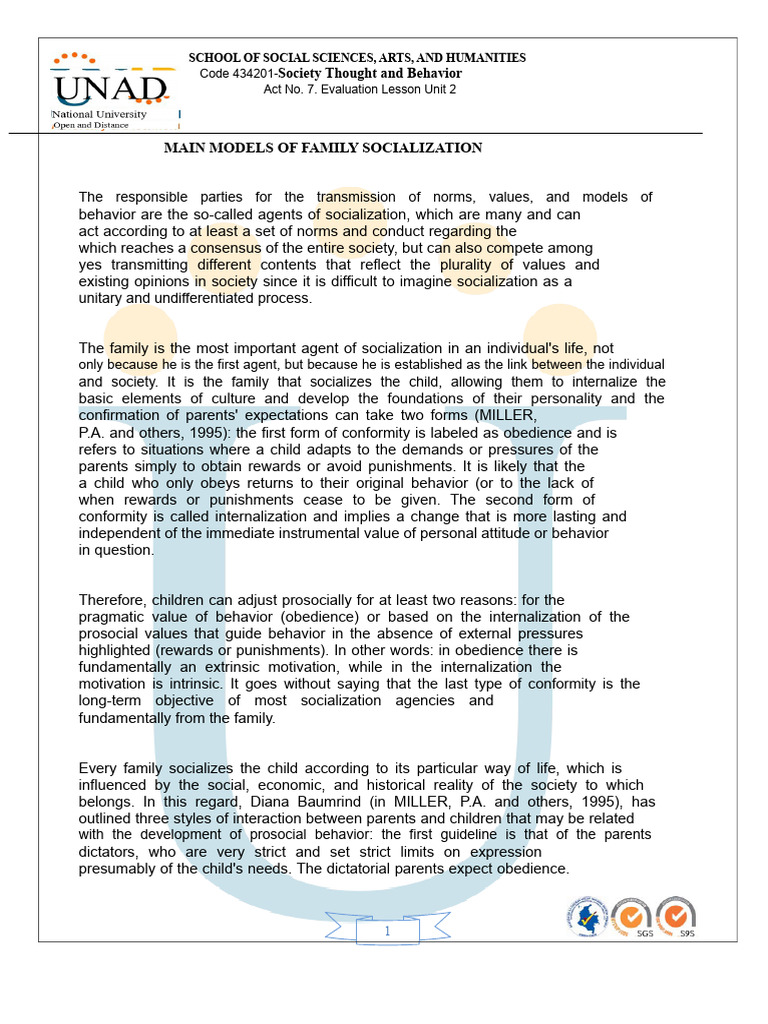 Family Socialization Models Explained | PDF | Socialization | Empathy