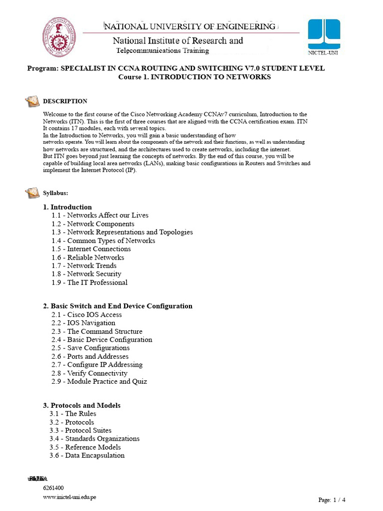 CCNA Routing & Switching Course Overview | PDF | Computer Network | I Pv6
