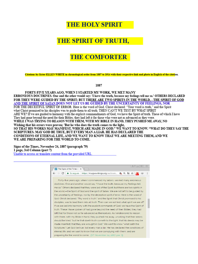 Ellen White on the Holy Spirit's Guidance | PDF | God The Father | Jesus
