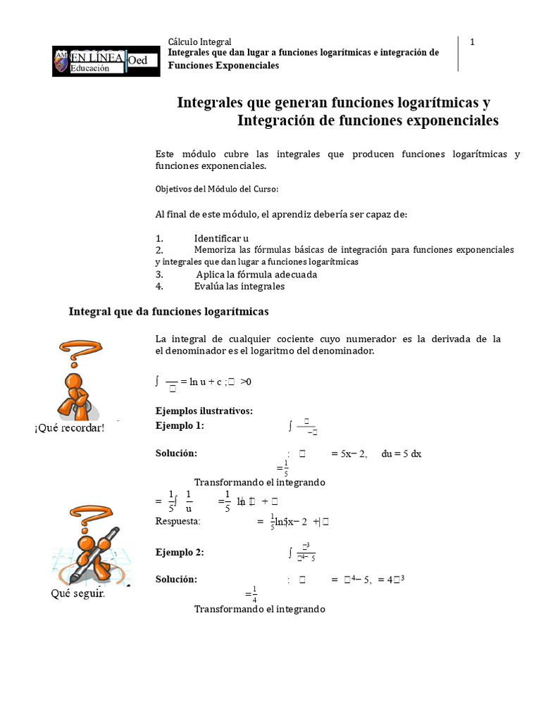 Integrales Logarítmicas y Exponenciales | PDF | Integral | Logaritmo