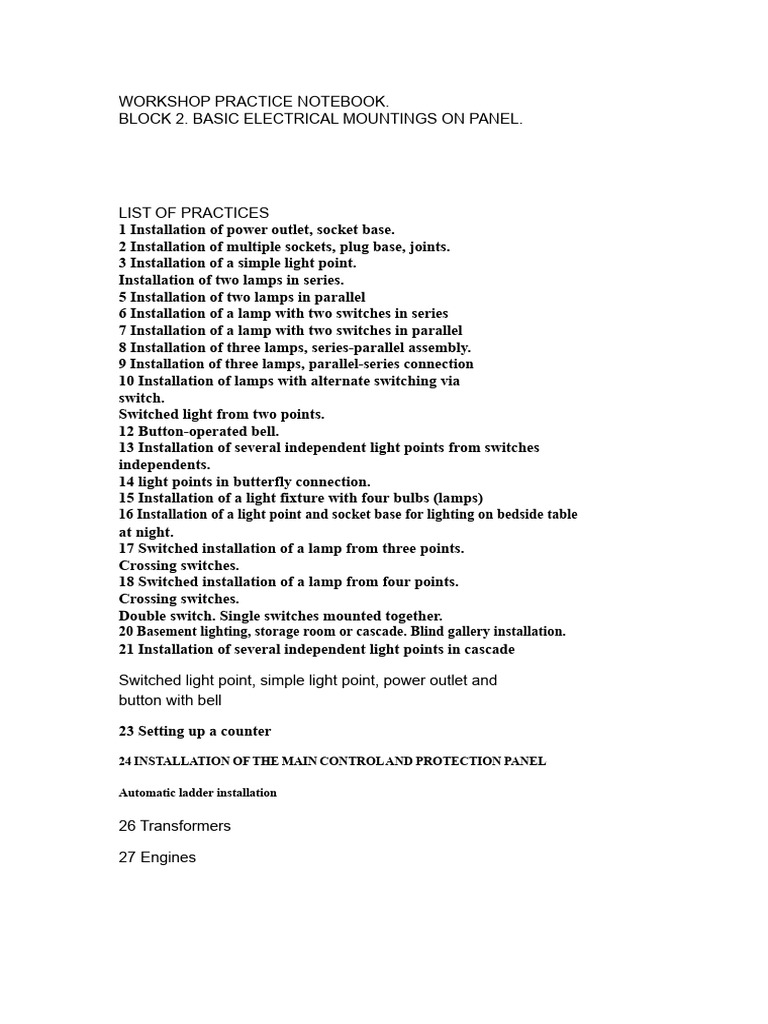 Workshop Practice Notebook 1011 | PDF | Switch | Series And Parallel ...