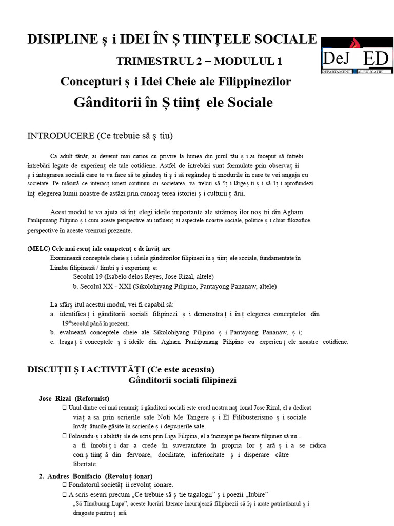 DISS - Modul 1 Trimestrul 2 | PDF