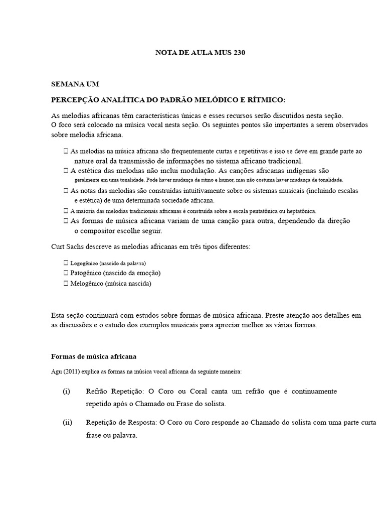 Análise da Melodia na Música Africana | PDF | Coro | Escala (música)