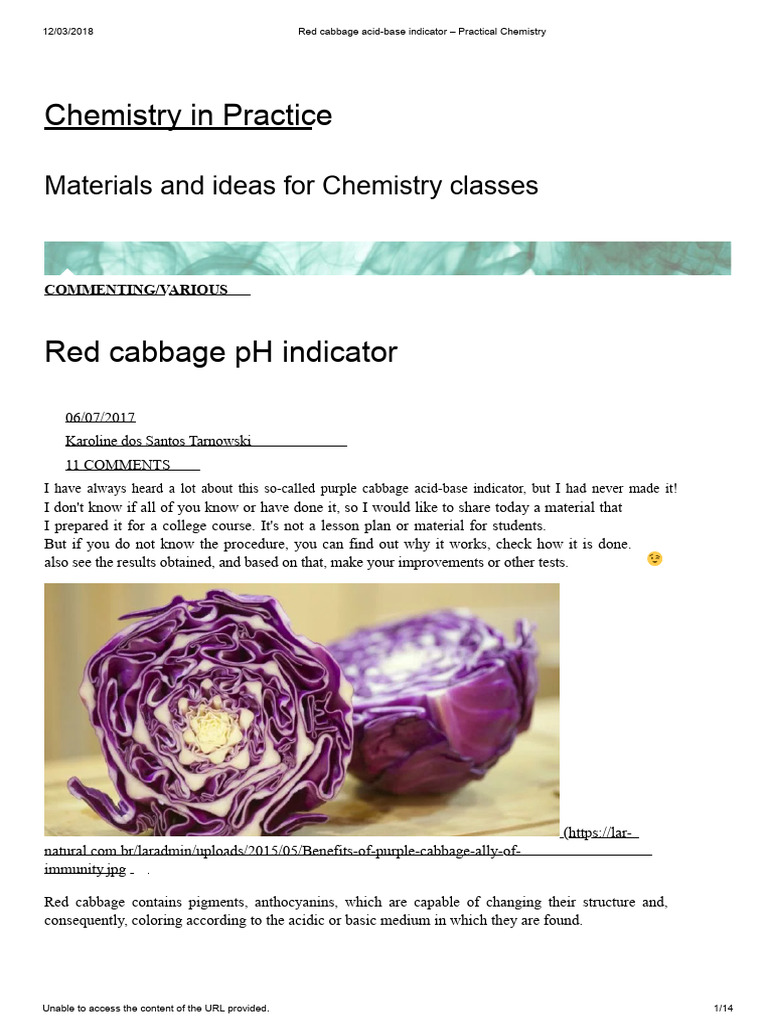 Red Cabbage as pH Indicator Guide | PDF | Ph | Sodium Bicarbonate