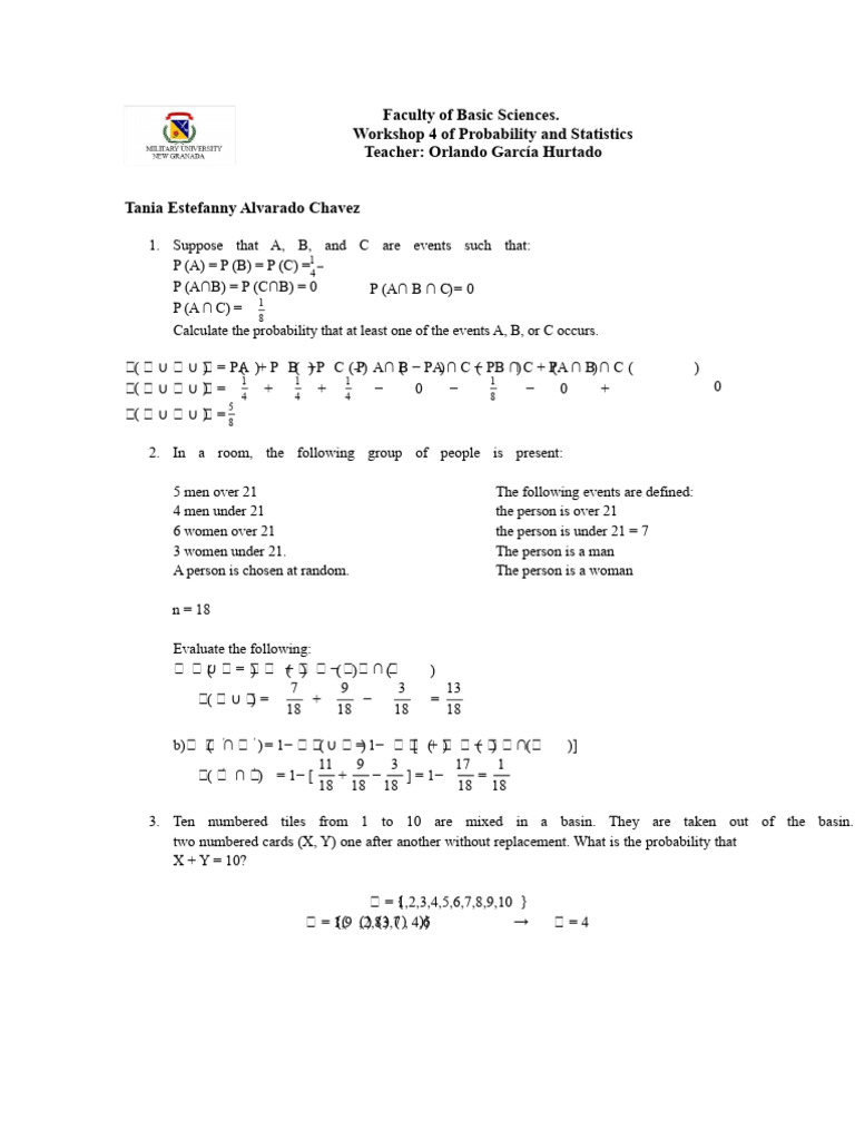 Probability and Statistics Workshop 4 | PDF | Probability Theory ...