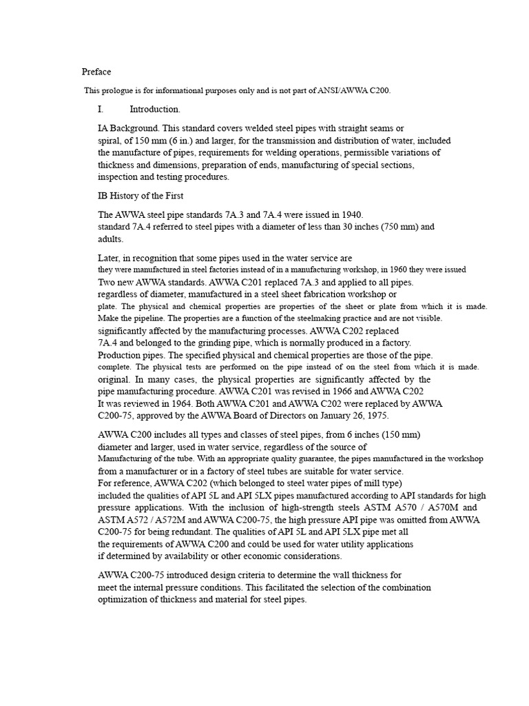 AWWA C200: Steel Pipe Standards Overview | PDF | Pipe (Fluid Conveyance ...