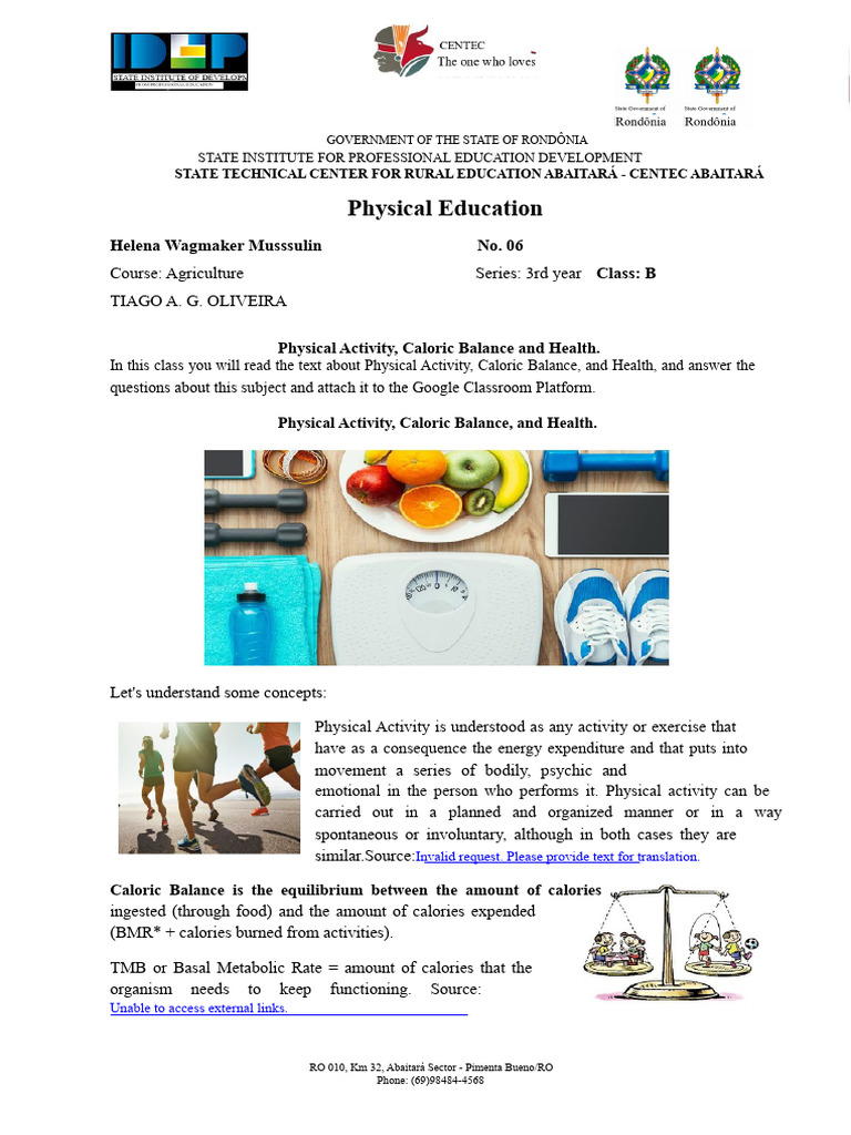 Physical Activity and Caloric Balance Guide | PDF | Body Mass Index ...