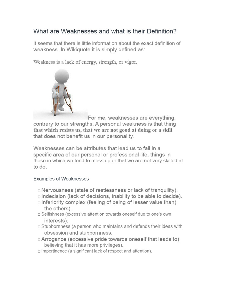 Understanding Personal Weaknesses | PDF | Anxiety | Psychology