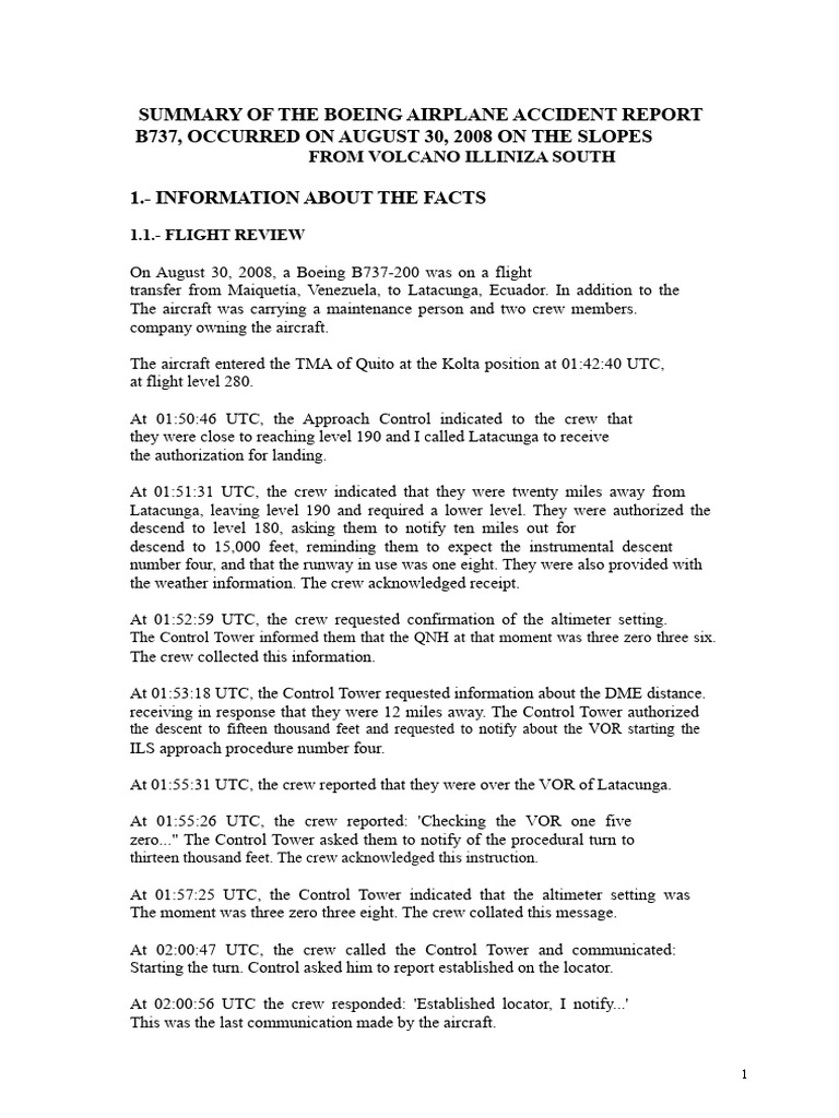 Boeing B737 Accident Report Summary | PDF | Flight Recorder | Aviation ...