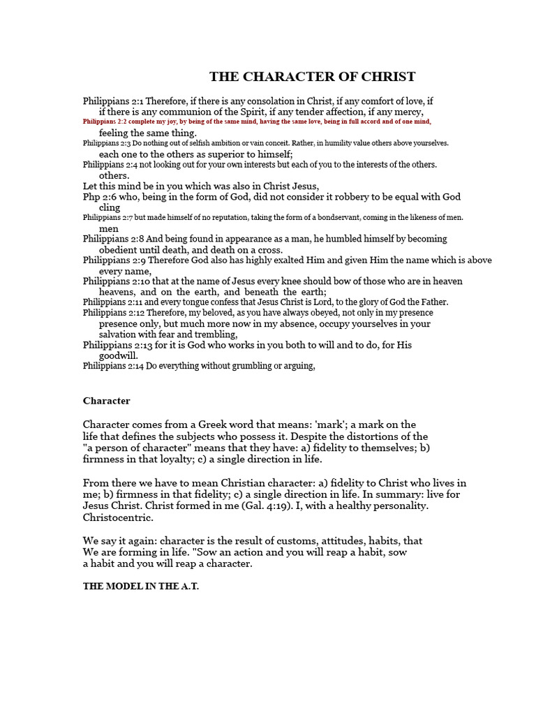 Understanding Christ's Character | PDF | Epistle To The Philippians | Jesus