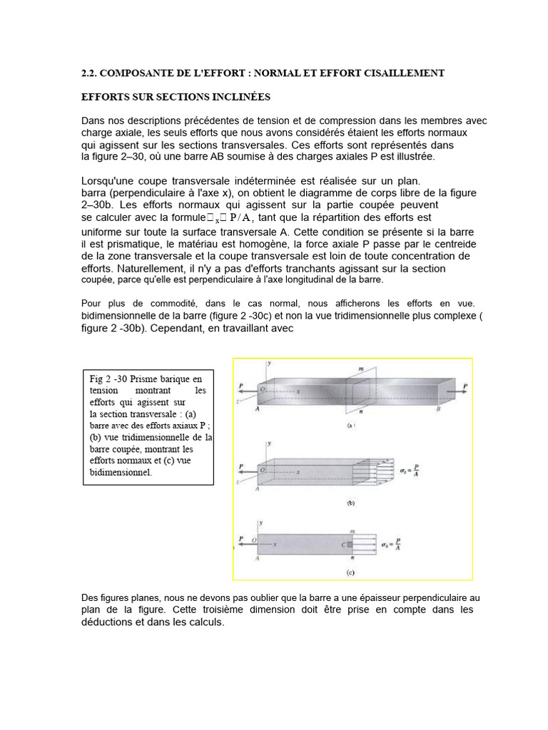 Efforts Normaux et Cisaillement en Barres | PDF | Contrainte de ...
