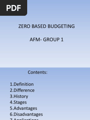 Zero Based Budgeting