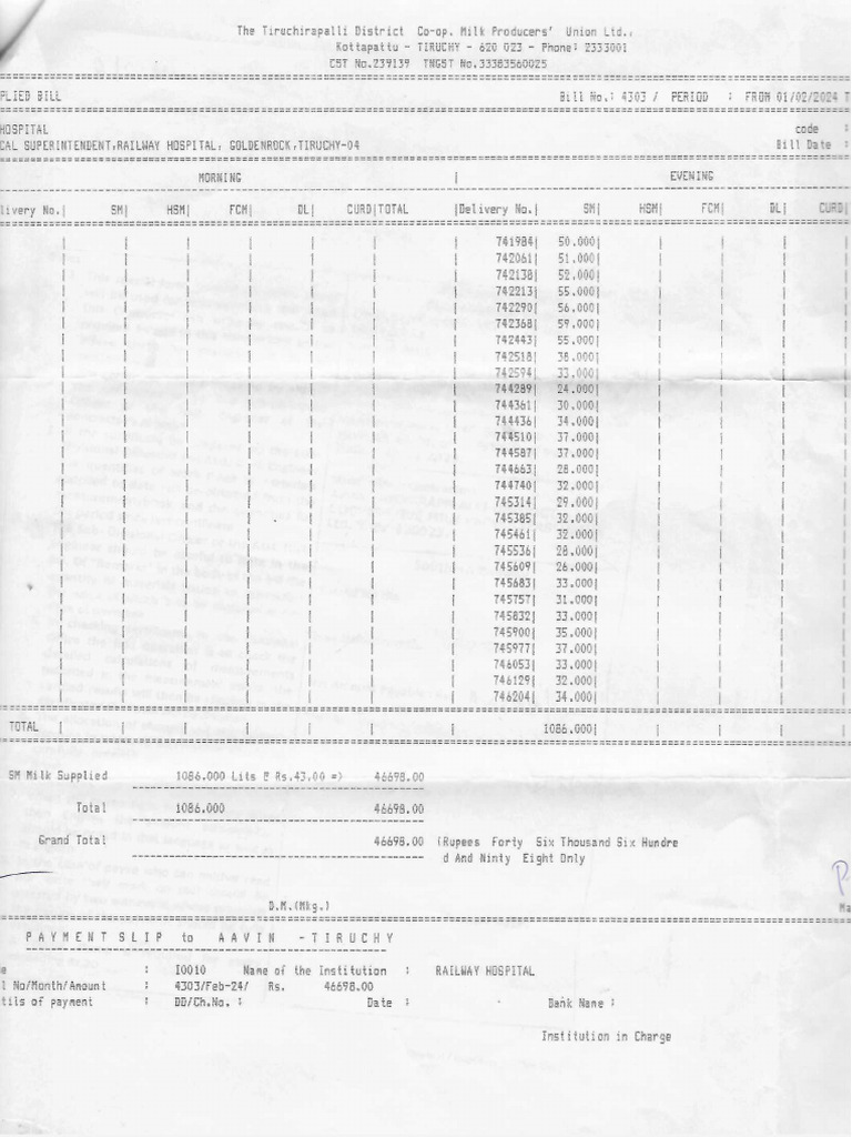 4303 Milk Bill - 0001 | PDF