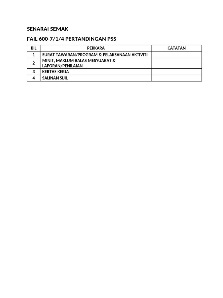 01 Senarai Semak Fail 4 | PDF
