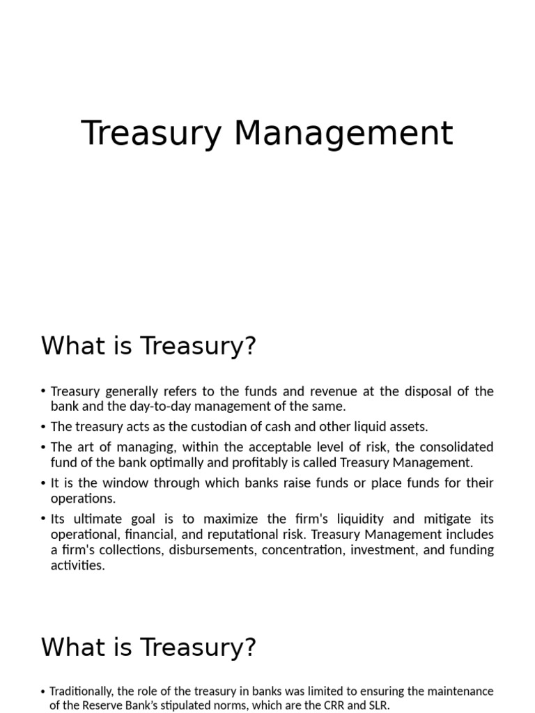 Treasury Management Overview | PDF | Banks | Investing