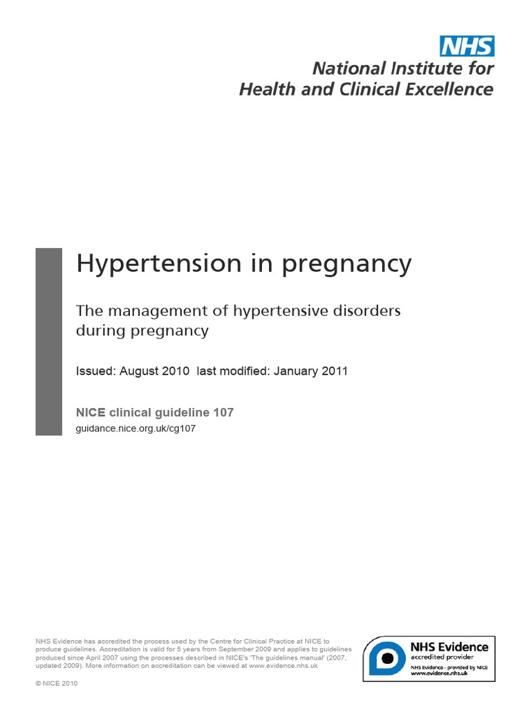 NICE Guidelines for Hypertension in Pregnancy | PDF | Hypertension ...
