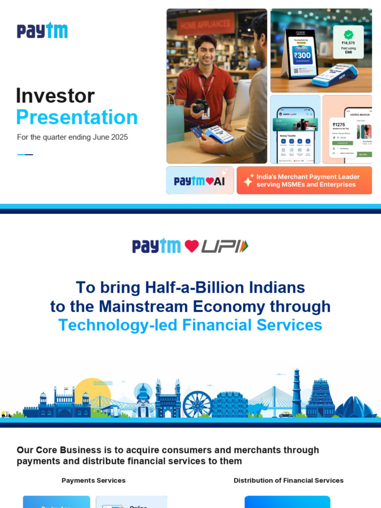 Paytm Q1 FY26 Investor Presentation | PDF | Loans | Information