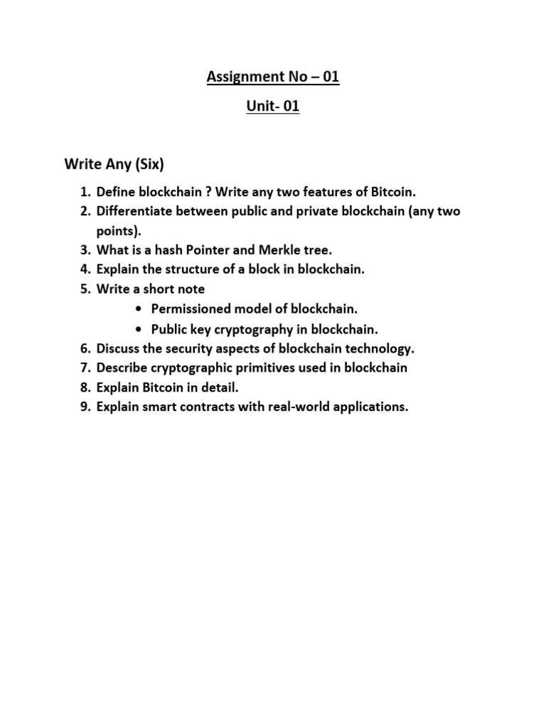 Blockchain Assignment 01 | PDF