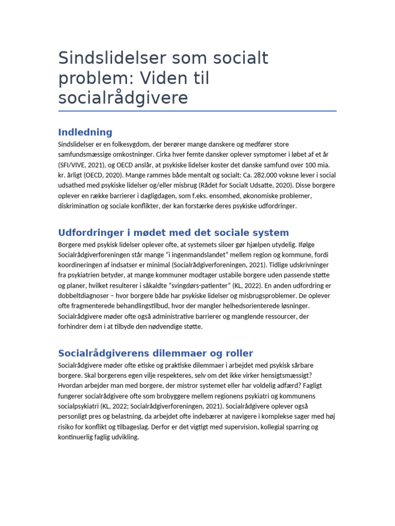 Sindslidelser Som Socialt Problem | PDF