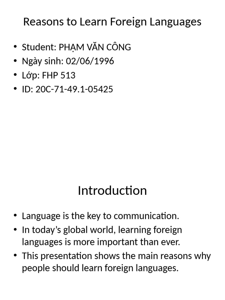 Top Benefits of Learning Languages | PDF | Foreign Language ...