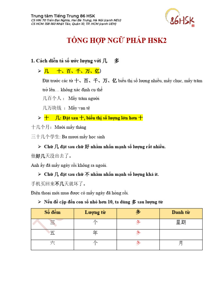 T NG H P NG Pháp HSK2 | PDF