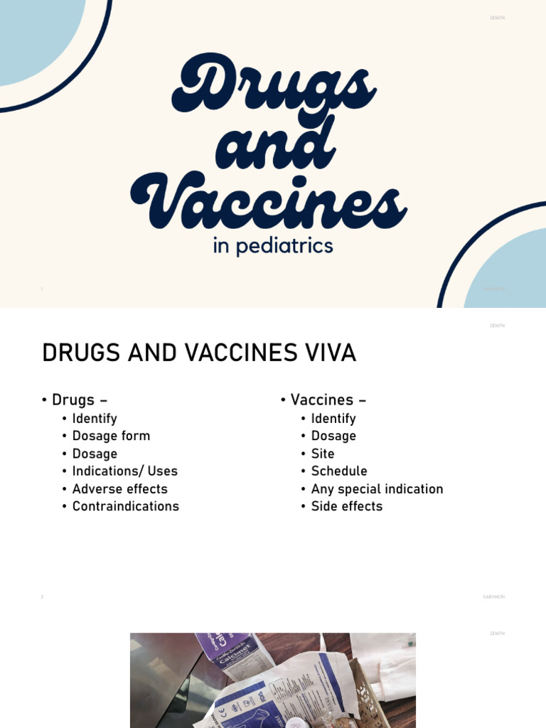 Peds Drugs and Vaccines Finals | PDF | Dehydration | Diseases And Disorders