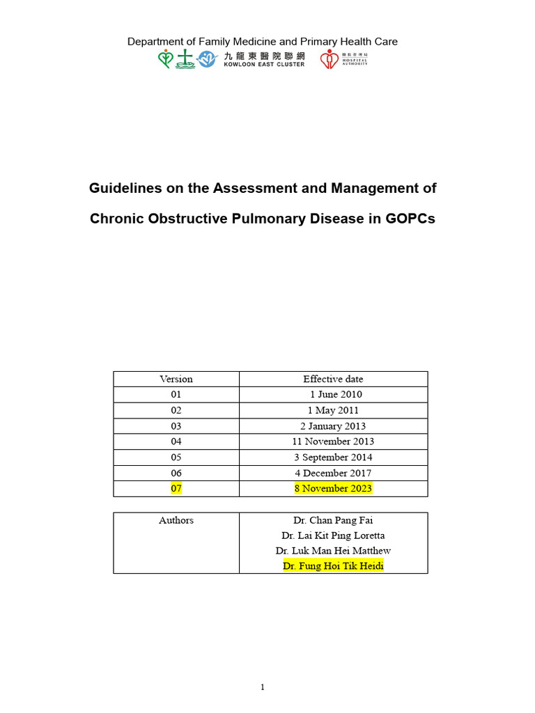 GL 007 Guidelines On Management of COPD 23.11.10 | PDF | Chronic ...
