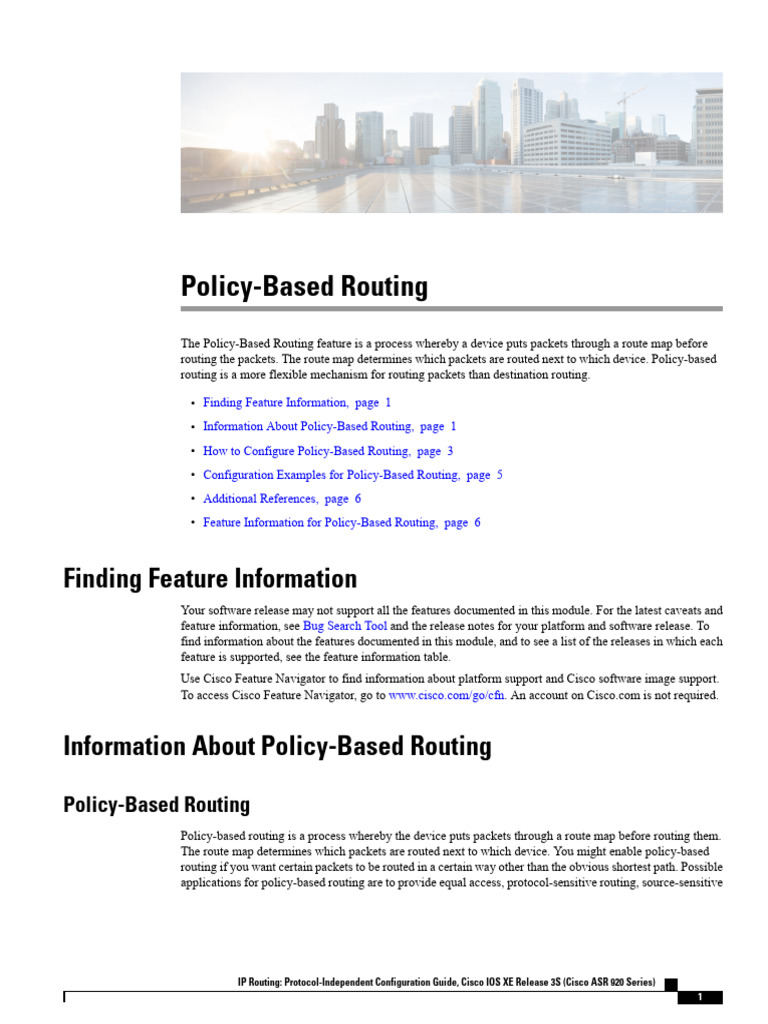 Configuring Policy-Based Routing Guide | PDF | Routing | Router (Computing)