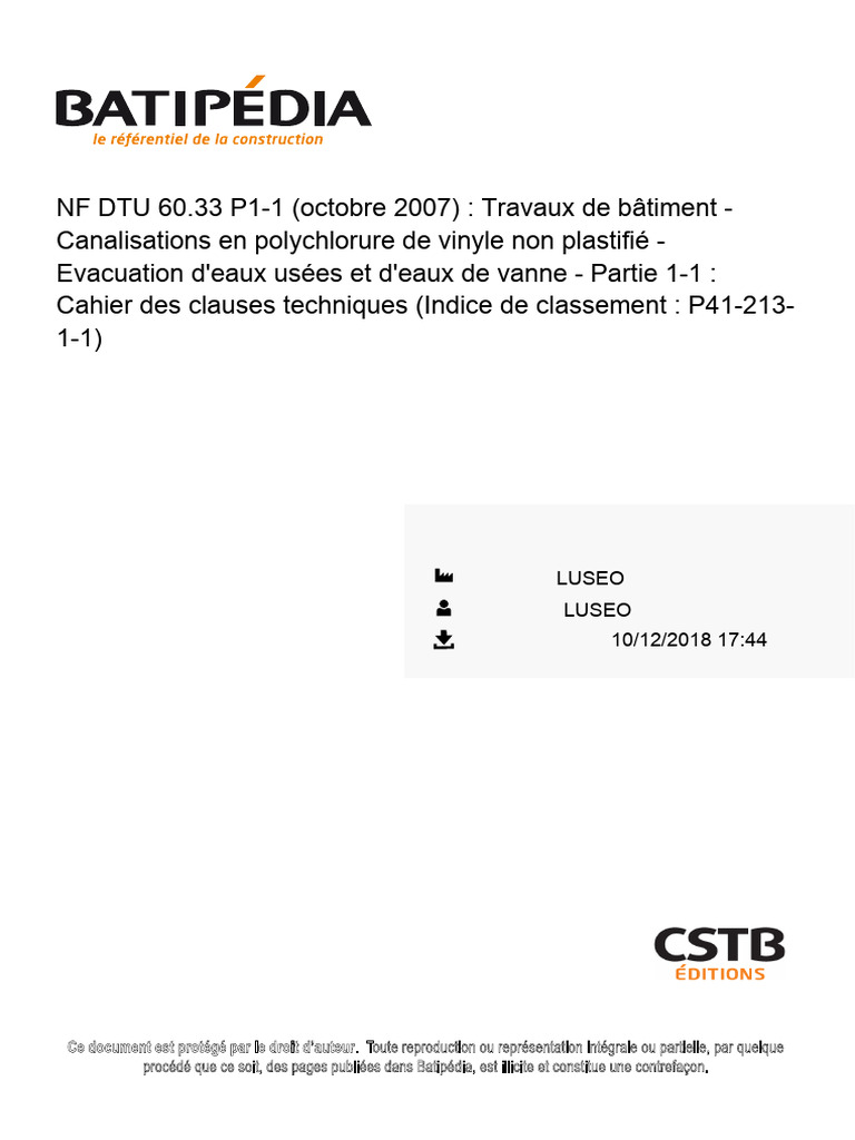 Cahier des Clauses Techniques DTU 60.33 | PDF | Soudage | Construction