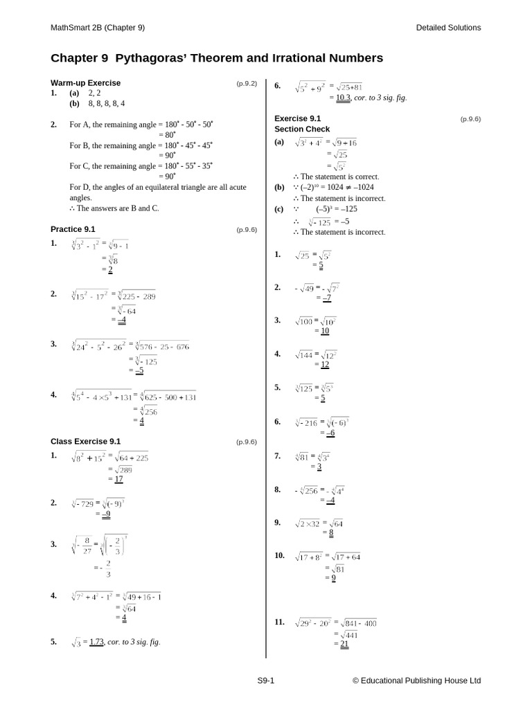 Pythagorean Theorem Solutions Guide | PDF | Euclid | Euclidean Geometry
