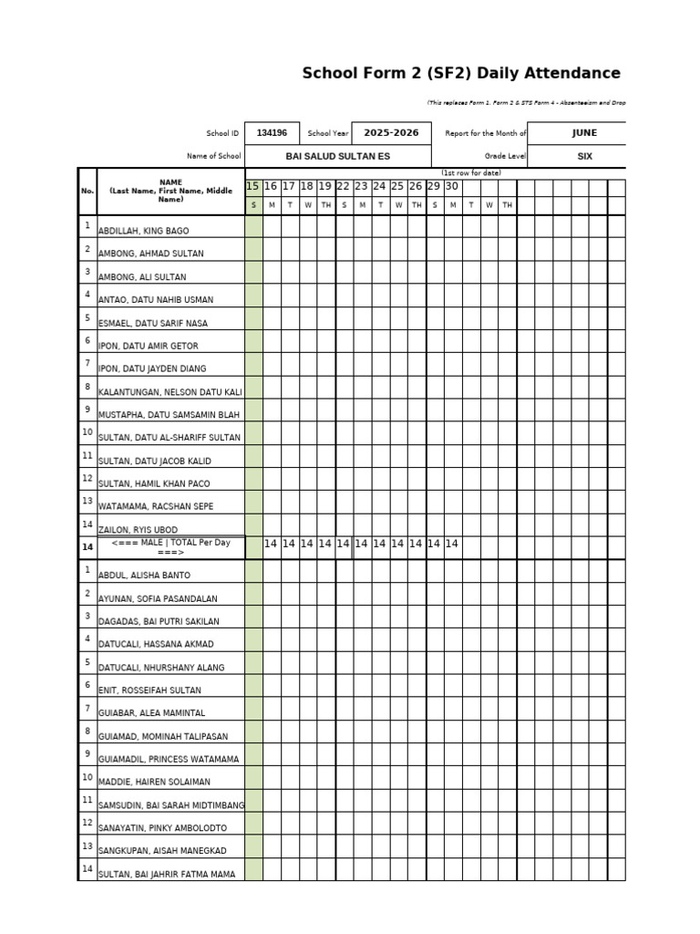 June 2025-2026 Daily Attendance Report | PDF | Family | Social Policy
