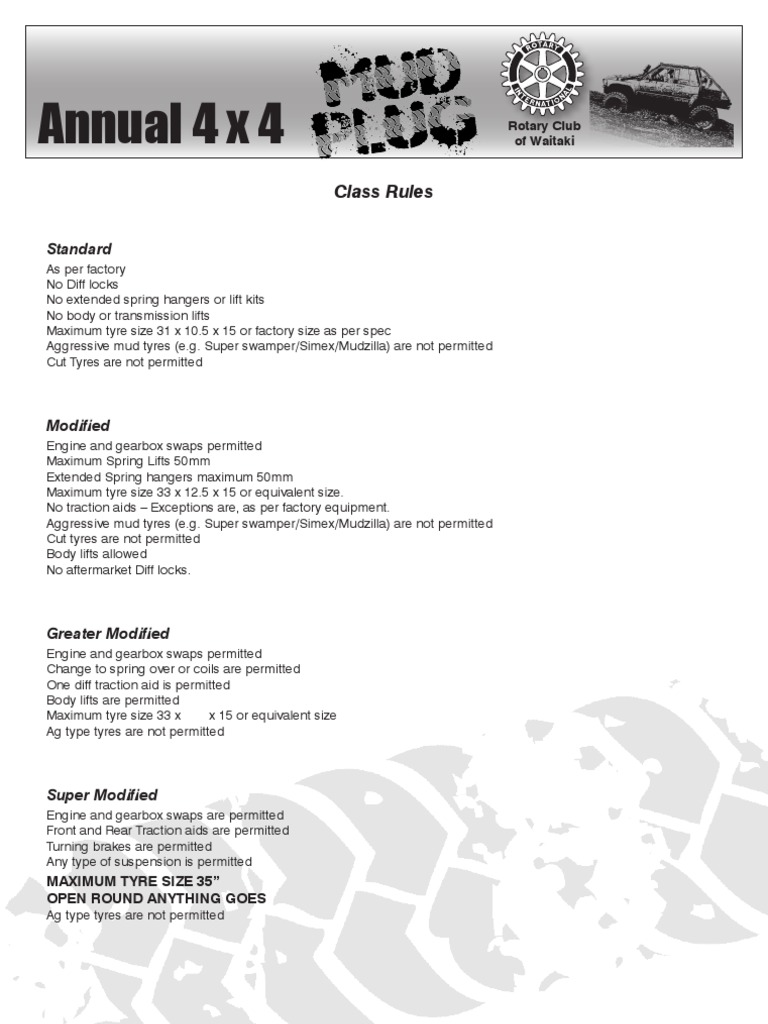 4x4 Class Rules and Modifications Guide | PDF