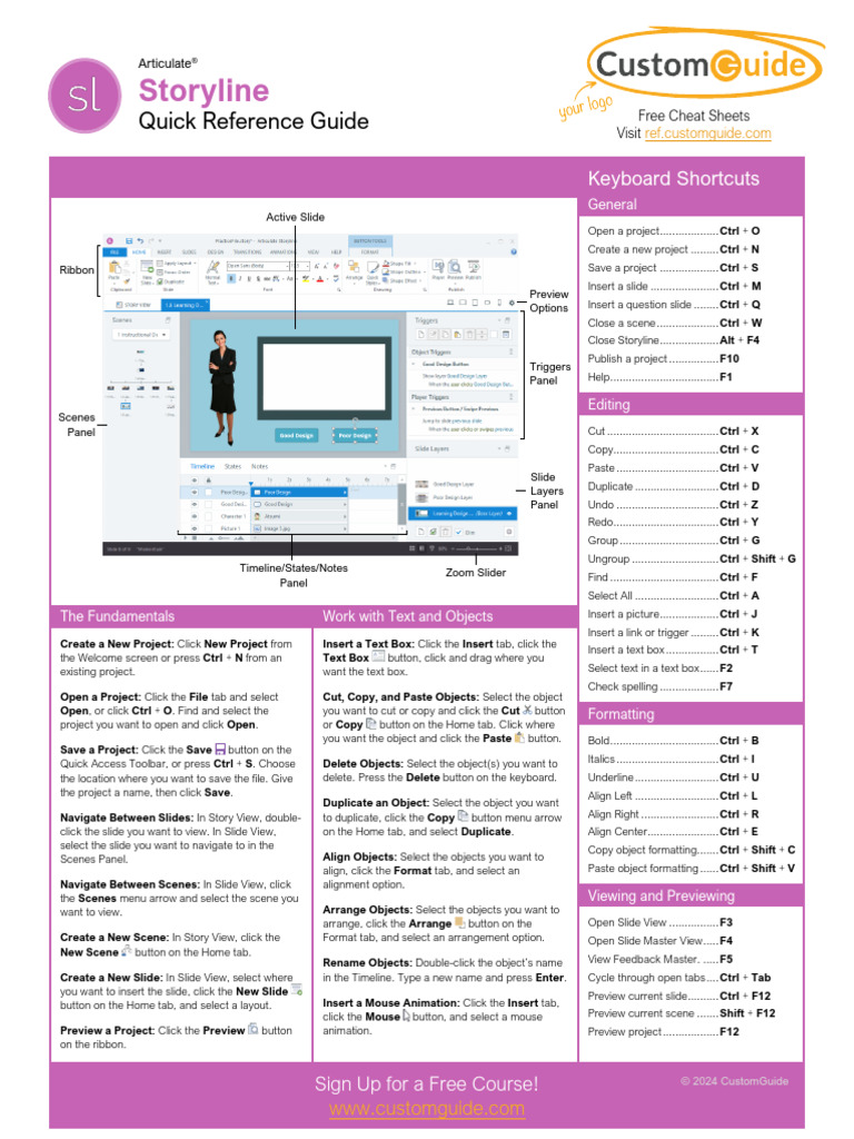 Articulate Storyline Quick Reference Guide | PDF | Menu (Computing ...