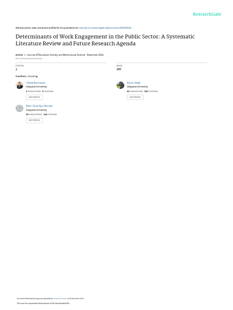 Determinants of Work Engagement in The Public Sector: A Systematic ...
