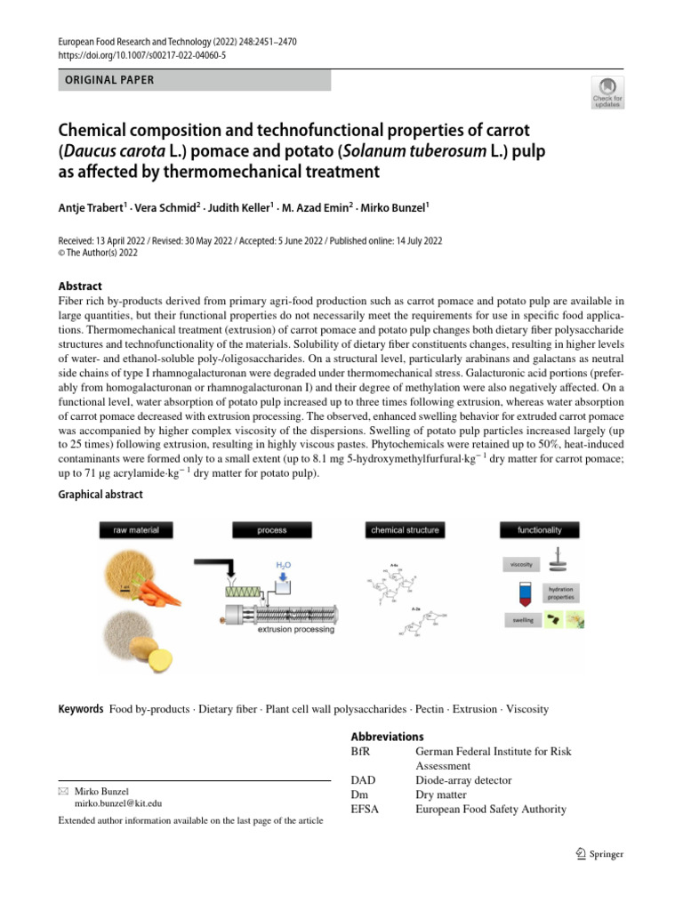 Carrot Pomace and Potato Pulp Properties | PDF | Dietary Fiber | Diet ...