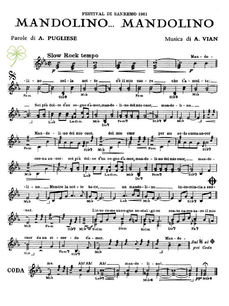 Sergio Bruni - Mandolino Mandolino | PDF