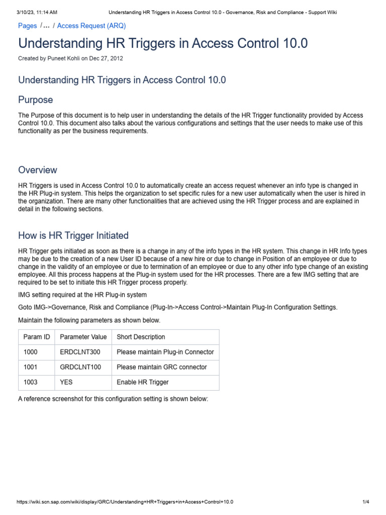 Understanding HR Triggers in Access Control 10.0 - GO | PDF | Wiki ...