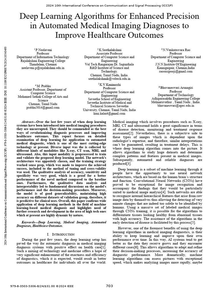 Deep Learning in Medical Imaging Diagnostics | PDF | Deep Learning ...