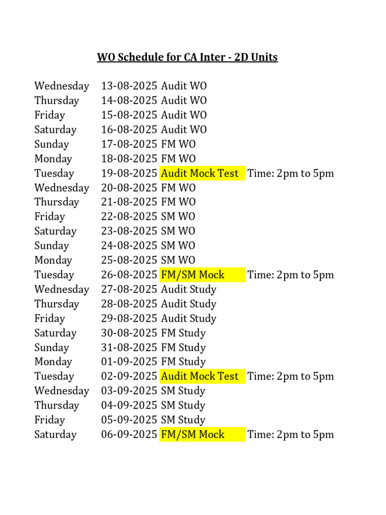 Schedule CA Inter 2D Units | PDF