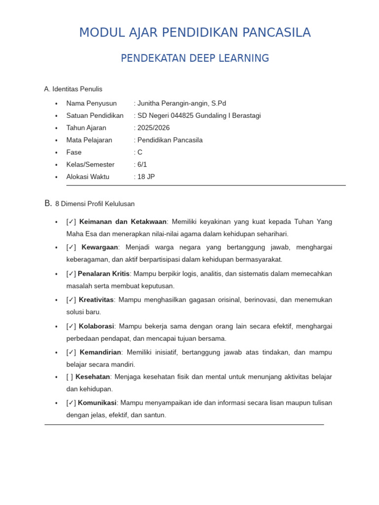 Modul Ajar Pendidikan Pancasila | PDF