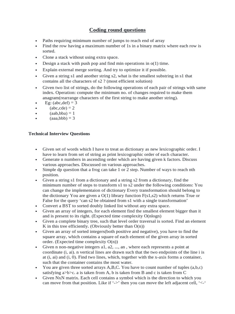 Coding round questions | PDF | String (Computer Science) | Theoretical ...