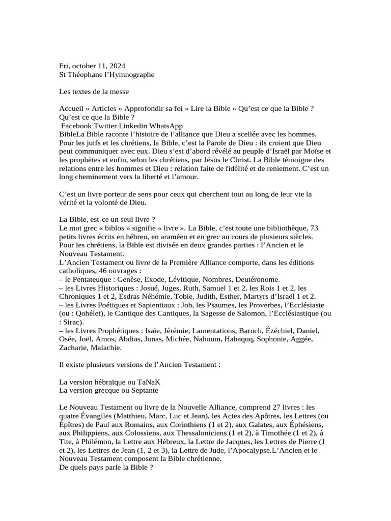 Comprendre la Bible et ses livres | PDF | Bible | Ancien testament