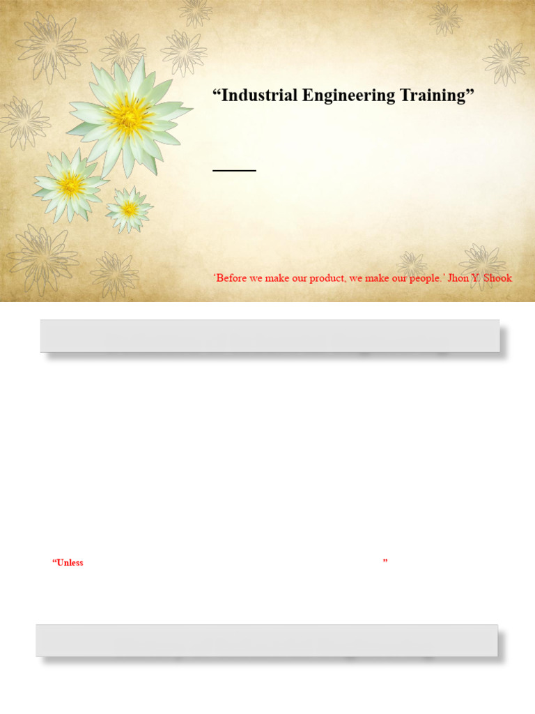 Training On Industrial Engineering | PDF | Industrial Engineering | Hand