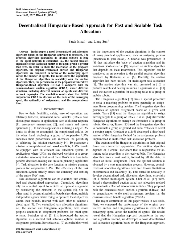 Decentralized Task Allocation via Hungarian Method | PDF | Matrix ...